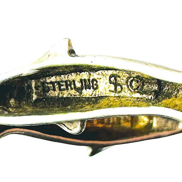 Vintage 70s Shube's Sterling Silver Dolphin Link Bracelet—Signed Statement Piece - Picture 11 of 13